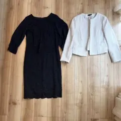 ネイビー レースワンピース スーツ ジャケット付き