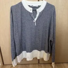 ZARA ネイビーとホワイトのストライプニット M