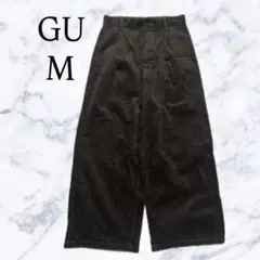 【値下げ交渉◎】GUコーデュロイワイドパンツMブラウン カーキ ダークグリーンM