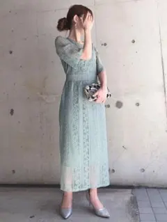 fifth フィフス　総レースドレスワンピース　ミントグリーン　パーティー結婚式のサムネイル