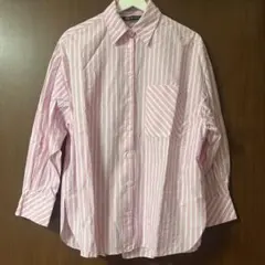 ZARA ピンクストライプ柄長袖シャツ