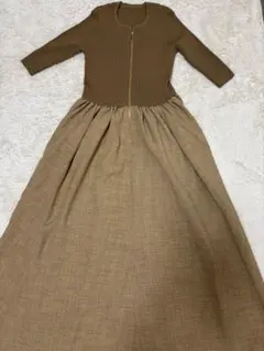Nobleフロントジップワンピース キャメル 38