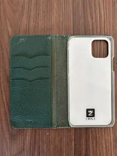 iPhone12手帳型レザーケース グリーン オリーブグリーン
