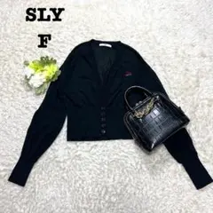 スライ　シアーカーディガン　ショート丈　ロゴ刺繍　ブラック　羽織り　シンプル