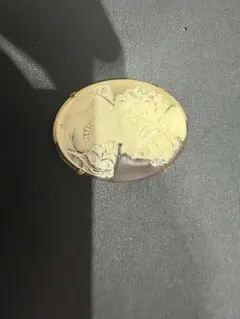 【ヴィンテージ】カメオ ブローチ 大きめ 5.5cm アンティーク レトロ 上品