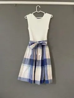 ブルーレーベル ドッキング チェック ワンピース M ウエストリボン