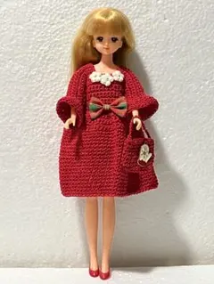 ジェニーの編みワンピース❣️赤、クリスマスバージョンから普段着へ^ - ^