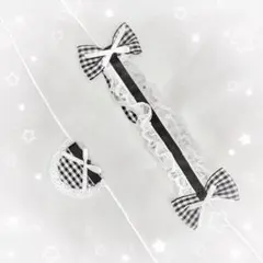 【ぬい服】10cm メイド ヘッドドレス&スタイ ギンガムチェック ブラック