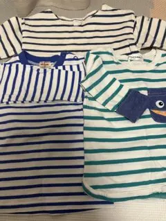 ミキハウスストライプ 長袖Tシャツ 80含むストライプロンT3点セット