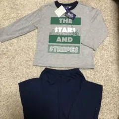 新品 長袖 パジャマ 男の子 ルームウェア 女児 110 上下セット ロゴ 緑