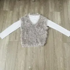 【DRESKIP】ラメシャギーニットベスト+ロンT/グレー/M