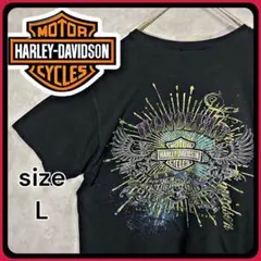 ヴィンテージ ハーレーダビッドソン 両面プリント オーバーサイズ L