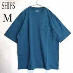 SHIPS シップス any 胸ポケット カットソー M 青 ゆったりシルエットのサムネイル