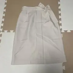 オフホワイト タイトスカート サイズ3 ウエストリボン