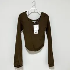 ユニクロ マメクロゴウチ 3Dリブスクエアネックセーター S ブラウン