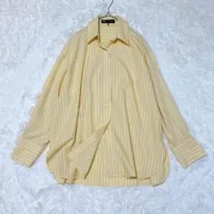 ZARA（ザラ）ストライプポプリンシャツ / イエロー×ネイビー オーバーサイズ