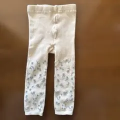 ホワイト花柄刺繍レギンス 80-90