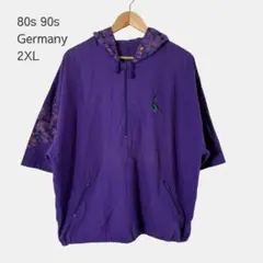 80s 90s ユーロ古着 ハーフジップ プルオーバー パープル 総柄ドイツ