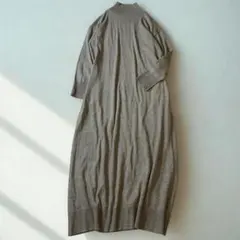 アーノルドパーマー ハイネックニットワンピ L グレー ロング丈 ゆったり