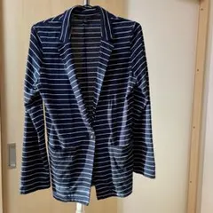 UNIQLO ネイビーとホワイトストライプ長袖カーディガン　Ｌサイズ