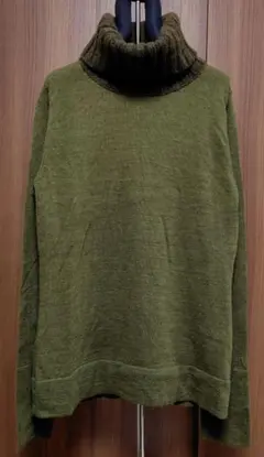 AK＋1 BEAMS アルパカ混 オリーブグリーン タートルネックニット