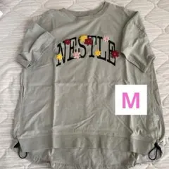 NESTLE ロゴ刺繍 フラワーモチーフ Tシャツ