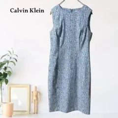 zA85【L】Calvin Klein ワンピース ノースリーブ タイト
