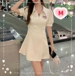 ポロシャツ ミニ丈 ワンピース 【M】韓国 リゾート ビーチb カジュアル
