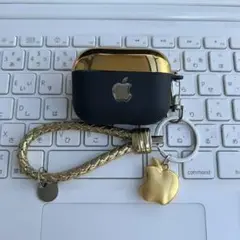 りんご　ゴールド　AirPodsPro1/2　プロ　エアポッズ　TPU　ケース