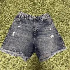 ダメージデニムショートパンツ ダークブルー