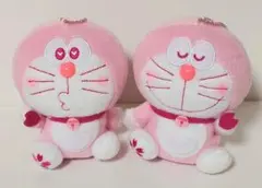 ドラえもんマスコットキーホルダー♥２体セット♥春色桜ピンクドラえもん♥美品♥