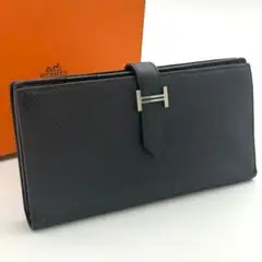 極美品✨限界価格❣️エルメス　べアンスフレ　ブラック　シルバー　長財布 エルメス HERMES ベアンスフレ ブラック アリゲーター 長財布