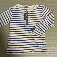 RAG MART 長袖カットソー 120cm 白/青ストライプ