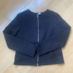 ノーカラーキルティングジャケット 黒 M
