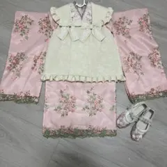 最終値下！キャサリンコテージ　七五三　３歳　着物　被布　刺繍シューズ　セット