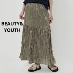 【試着のみ】BEAUTY&YOUTH シャイニー ティアードロングスカート Sのサムネイル