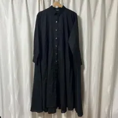 ミズイロインド Aライン フレア シャツ ワンピース mizuiroind 黒