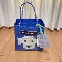 MARNI 青い犬モチーフトートバッグ 大人気！】MARNI 動物モチーフ トートバッグ かごバッグ 新品