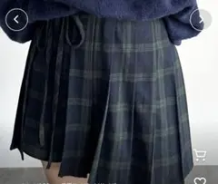 ネイビー チェック柄プリーツスカートapres jour mignonスカパン