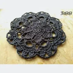 コットンレース糸使用 黒 ドイリー モチーフ コースター かぎ針編み