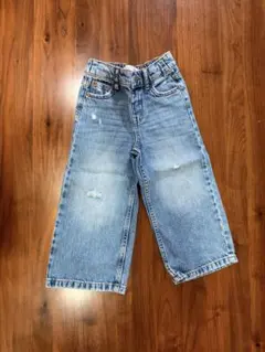 【美品】ZARA ダメージ加工デニム ブルー 104cm