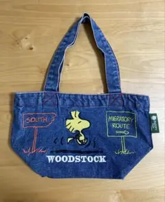 ウッドストック刺繍デニムトートバッグ