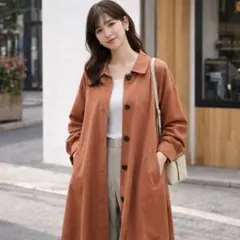 【新品】Re:EDIT くすみピンク M ロング トレンチコート 春 秋 コート