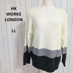 しまむら☆大きいサイズ　長袖　ニットセーター　ボーダー柄　ウール混　XL　マルチ