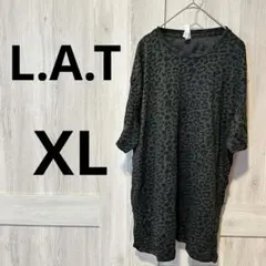 一点物✨️ L.A.T レオパード柄 Tシャツ XL 半袖 ヒョウ柄 グレー