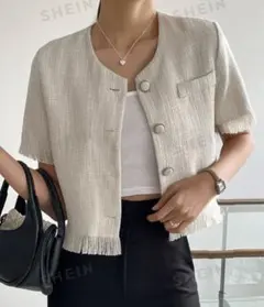 シーイン　shein ツイードジャケット　半袖　ブラウス