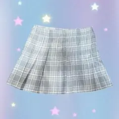 グレー チェック柄 プリーツスカート ミニ丈　学生風　プレッピー　少女系