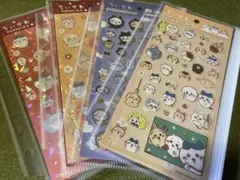 ちいかわ ゴールドクリアシール ①リボン ②ピース2枚セット&キラキラシール2種