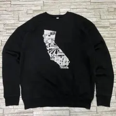 USA古着 スウェット カリフォルニア 地図プリント ブラック ヴィンテージ