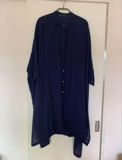 ミズイロインド　ロングワンピース　ネイビー　コットン